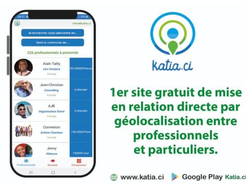 Katia.ci : L' application génère déjà 3500 téléchargements pour près de 790 professionnels inscrits.