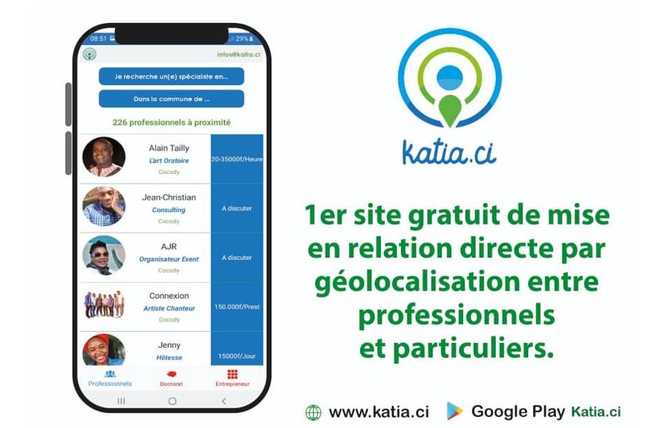 Katia.ci : L' application génère déjà 3500 téléchargements pour près de 790 professionnels inscrits.